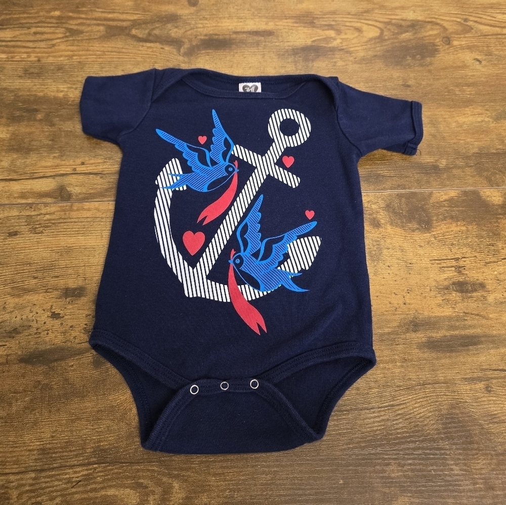 Loungefly Navy Blue Anchor & Birds Bodysuit Size 18-24 Months
